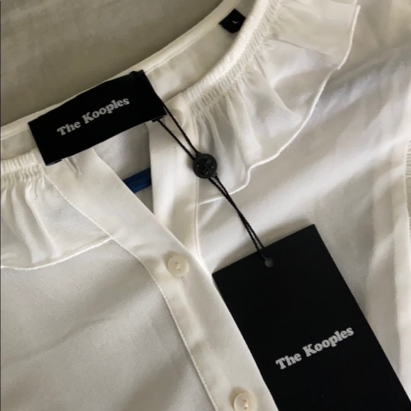 SOLD The Kooples Ruffled Collar Blouse White Large - Picture 10 of 12